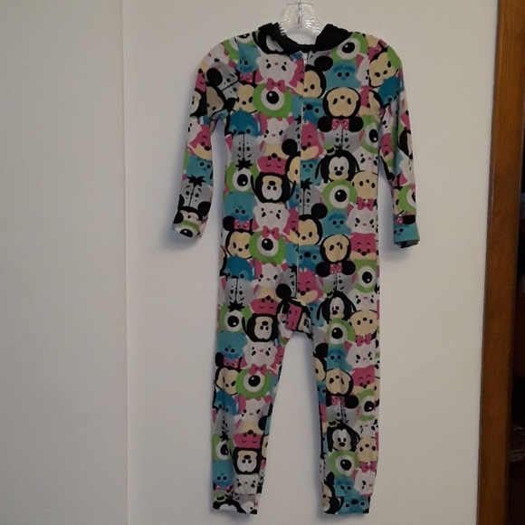 Disney TSUM TSUM Minnie Mouse Mickey Mouse Hooded Fleece Zip Up Pajamas Sz. M - Picture 3 of 12